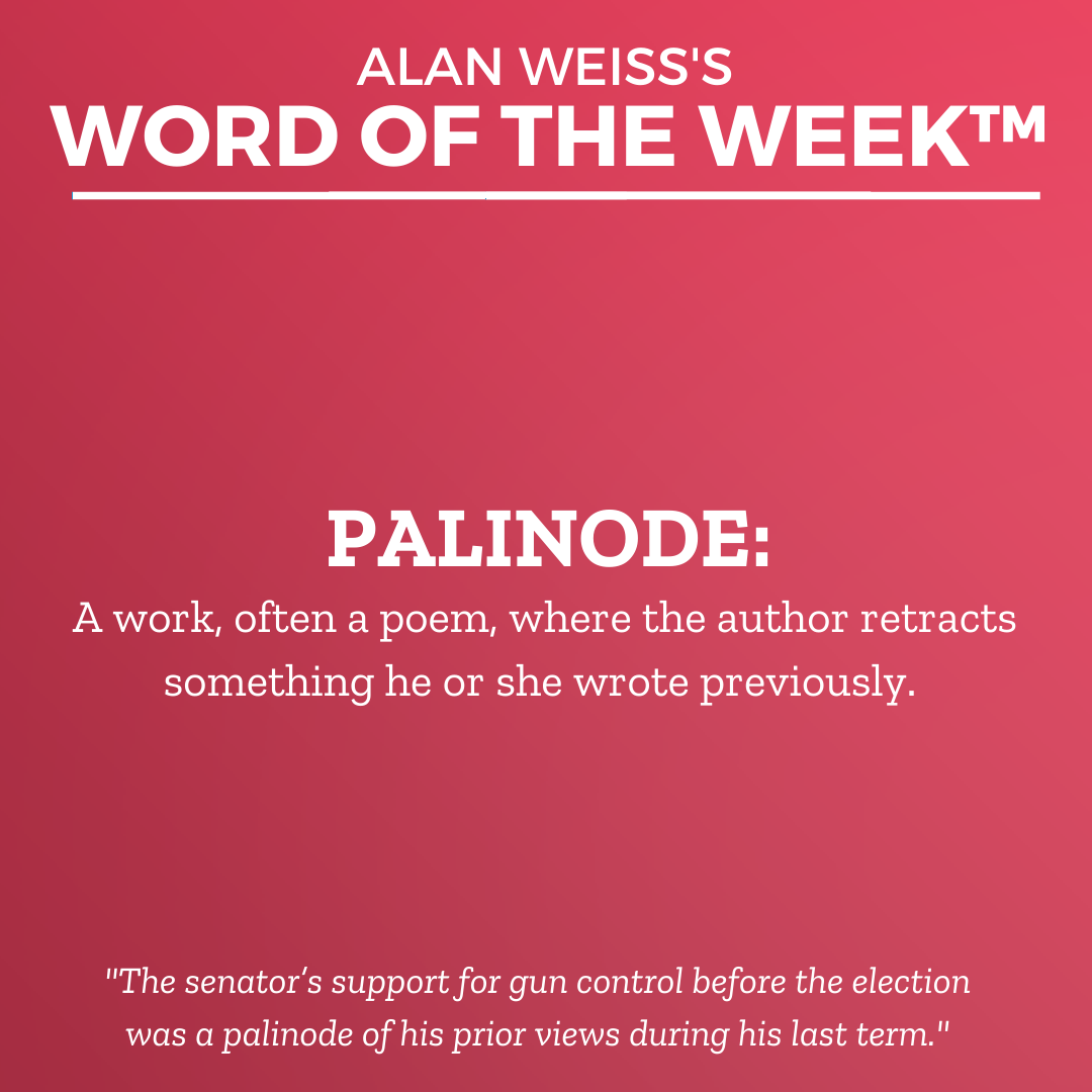 An image describing the definition and usage of the word palinode.